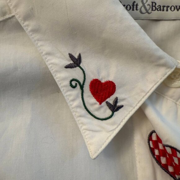 VTG Croft & Barrow 100% Cotton Button Up Shirt Women 10 White Embroidered - Picture 3 of 12